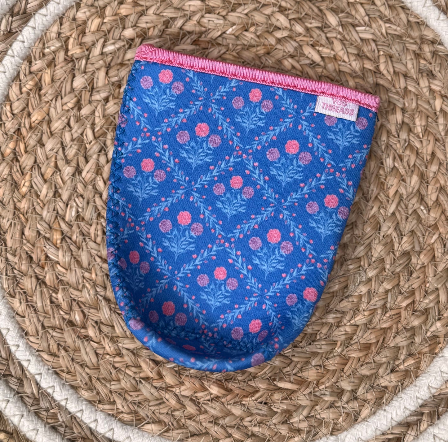 Blue Floral Iced Coffee Sleeve