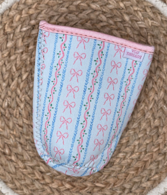 Pink Bow Iced Coffee Sleeve
